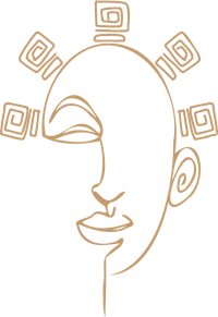a woman's face with geometric designs on it